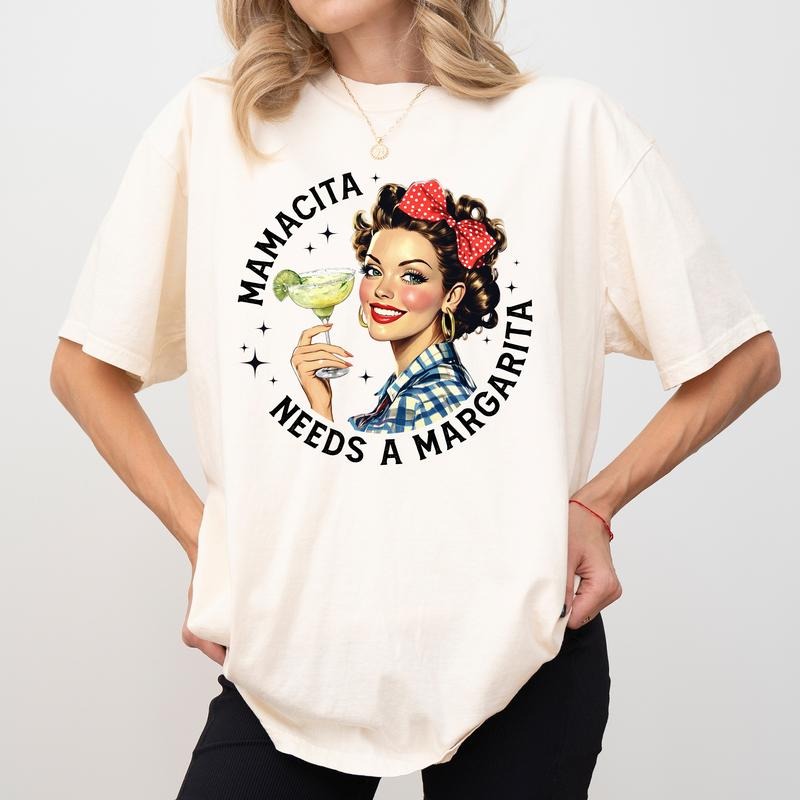 MAPTEES Retro Mamacita Needs A Margarita Comfort Colors Shirt, Summer Party Outfits, Funny Cocktail Lovers Shirt, Vintage...