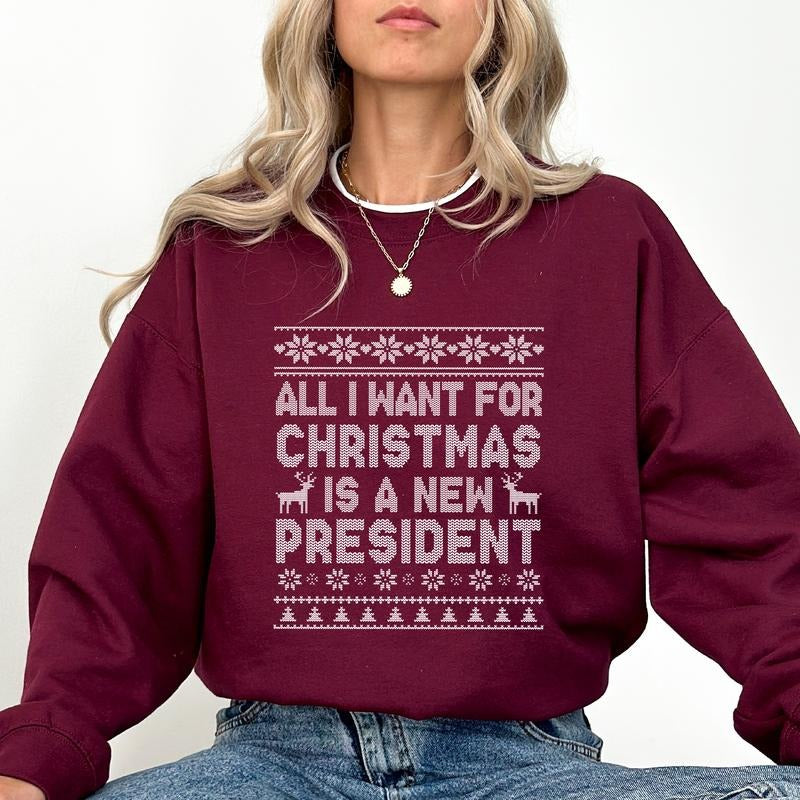 MAPTEES Sarcastic All I Want for Christmas Sweatshirt, Subtle FDT Long Sleeve Pullover, 8647 Holiday Sweater, Sarcastic...