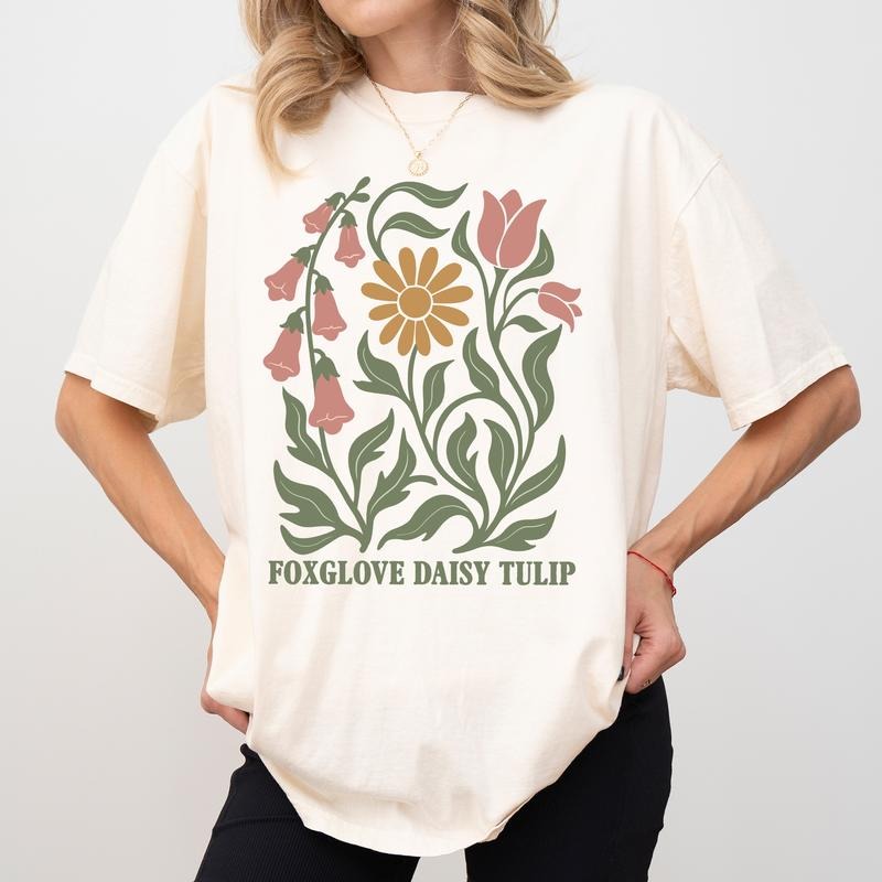 MAPTEES Subtle FDT Comfort Colors Shirt, Subtle Activist T-shirt, Foxglove Daisy Tulip Graphic Tee, Sarcastic Boho Floral...