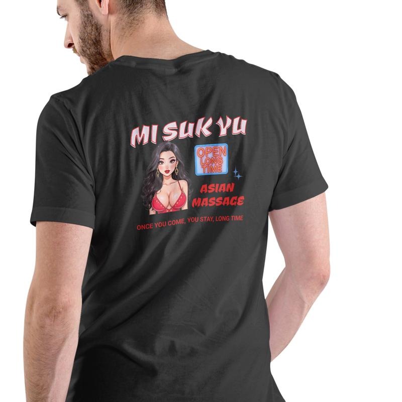 MI SUK YU ASIAN MASSAGE PARLOR T Shirt Unisex Cotton  Black Graphic Tee Hoodie, Sweatshirt | HypeDripTees.com