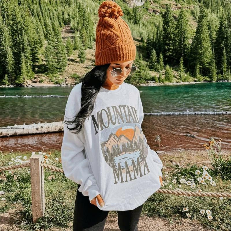 MOUNTAIN MAMA SWEATSHIRT Cotton Fabric Womenswear T-Shirts, Hoodie | HypeDripTees.com