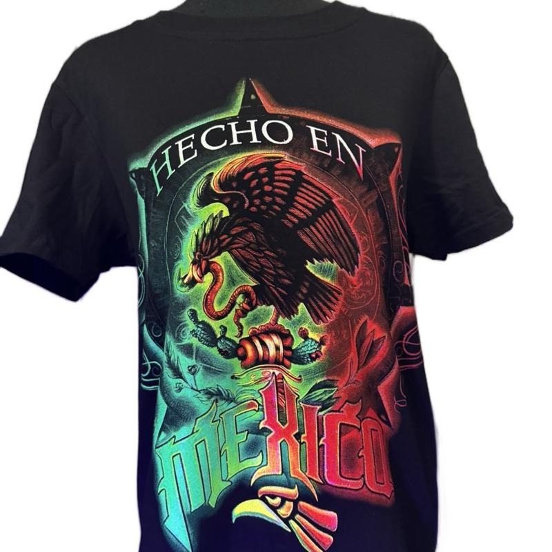 Made in Mexico T-shirt with Colorful Eagle Design and Vibrant Colors Hecho En Mexico Text Crewneck Hoodie, Sweatshirt