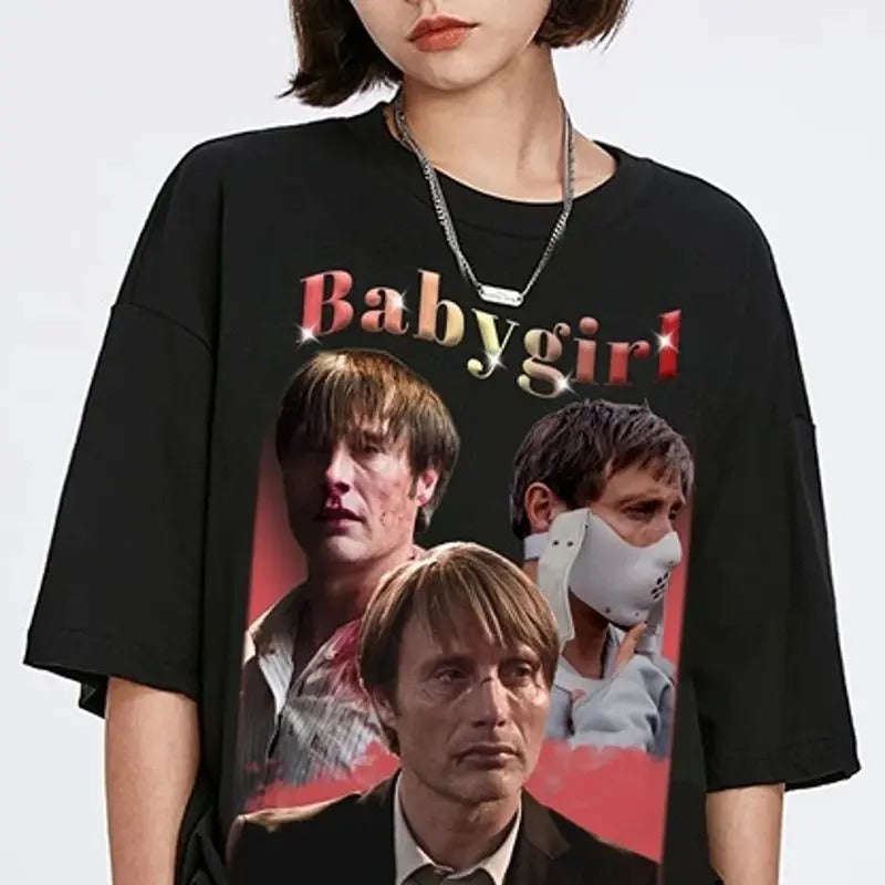 Mads Mikkelsen Baby girl Unisex T-shirt Hannibal, Hannibal Lecter Cotton Menswear Tshirt Hoodie, Sweatshirt