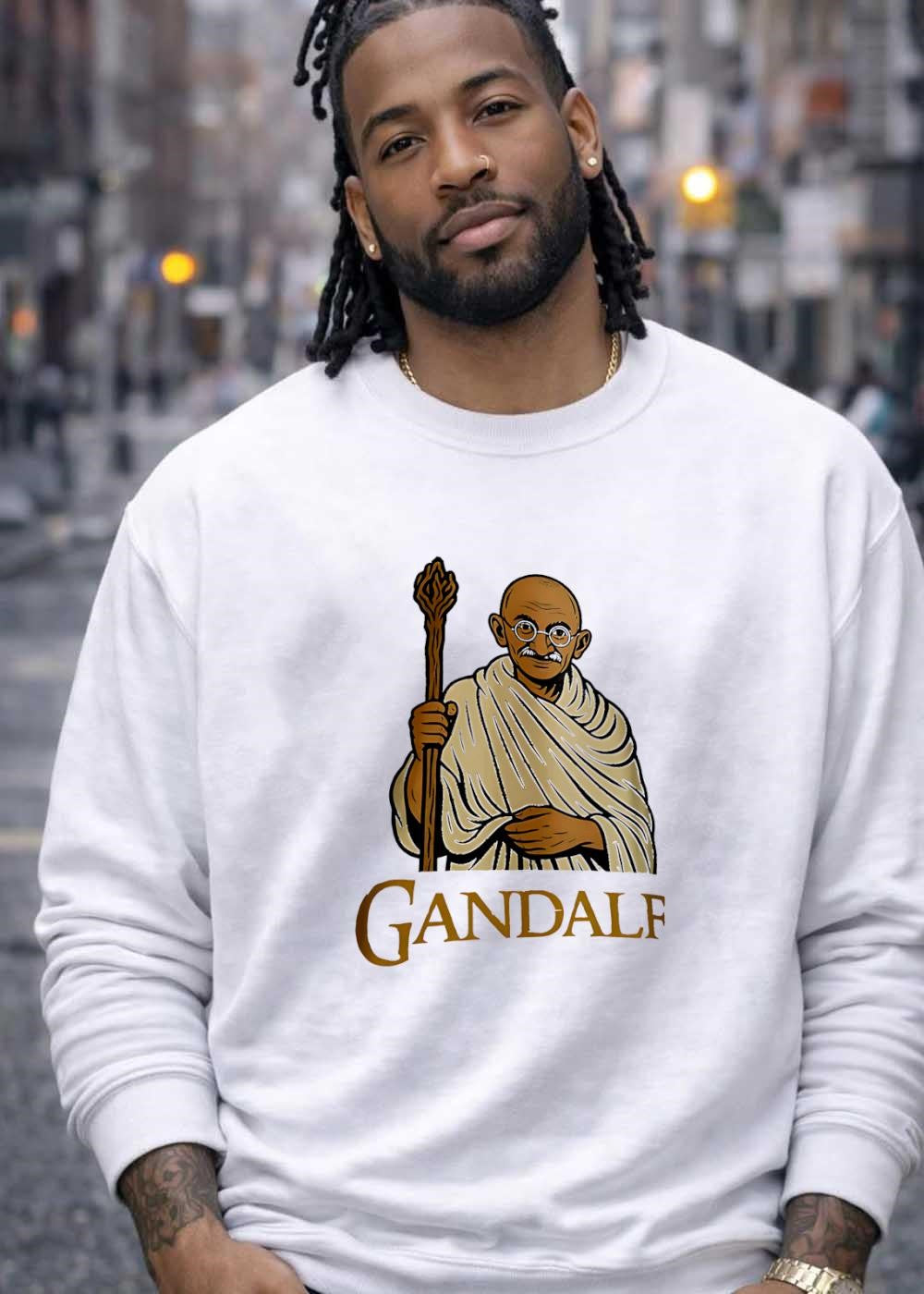 Mahatma Gandhi Wizard Staff Gandalf T-Shirt