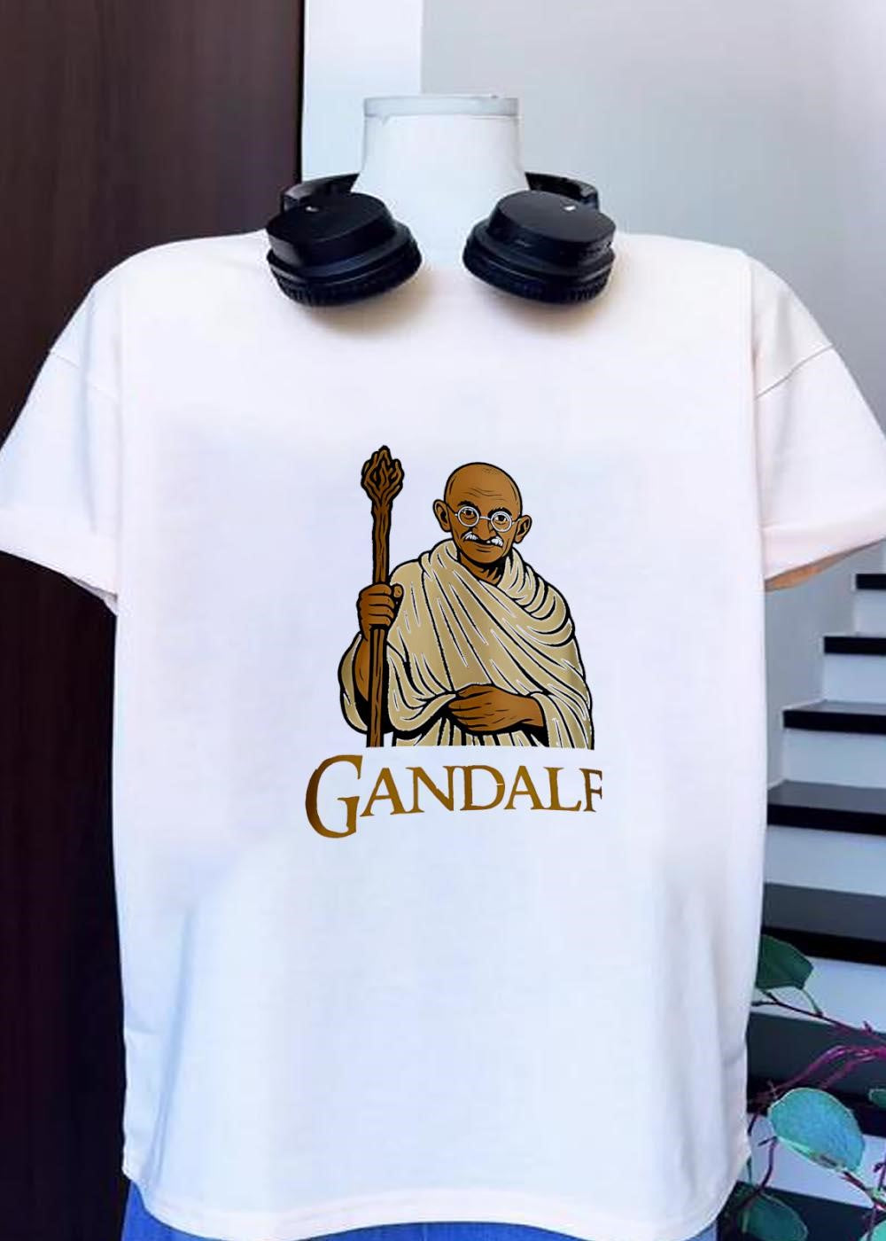 Mahatma Gandhi Wizard Staff Gandalf T-Shirt