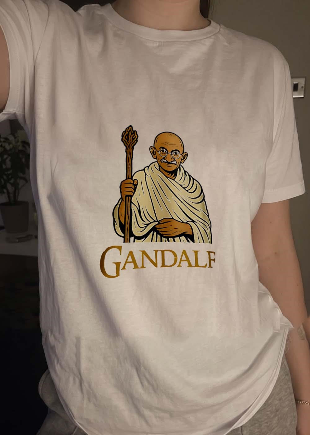 Mahatma Gandhi Wizard Staff Gandalf T-Shirt