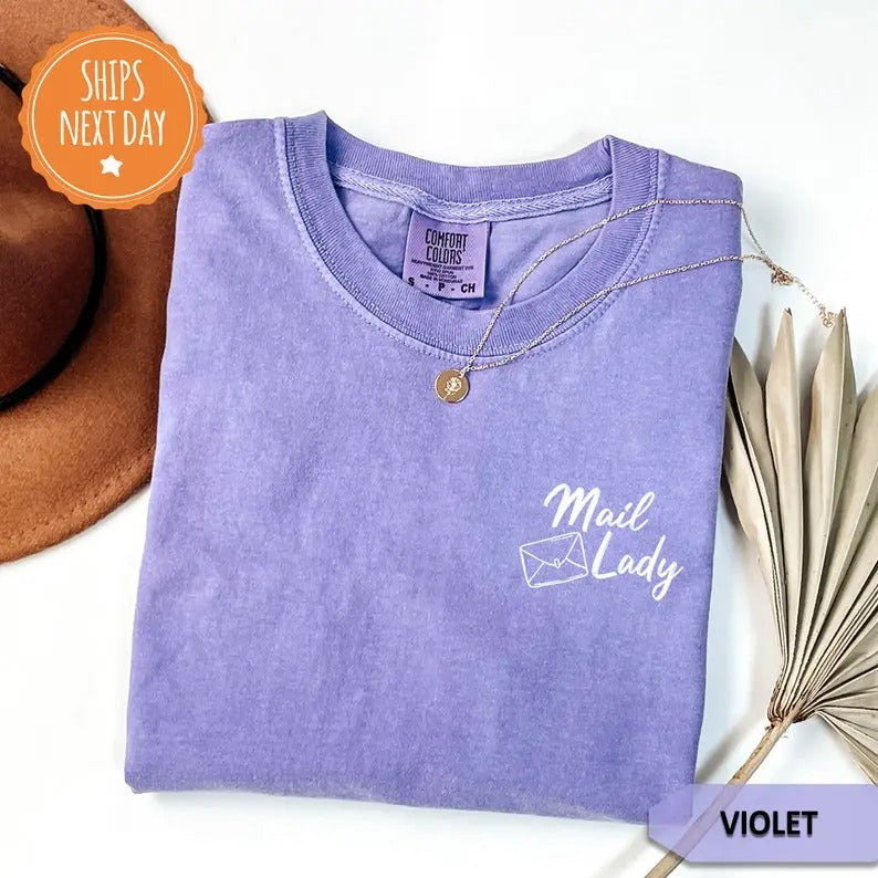 Mail Lady Pocket Comfort Colors Shirt - Mail Worker Shirt - Post Office Worker Tee- Gift For Postal Worker Everyday Fit...