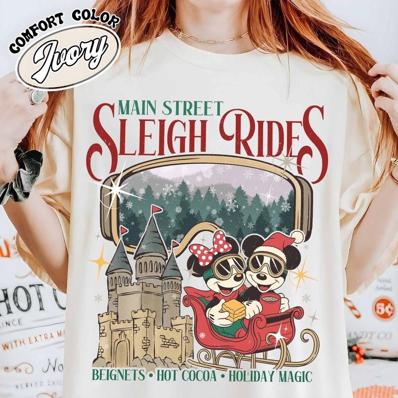 Main Street Sleigh Rides Shirts, Christmas Girls Trip T Shirts, the Most Magical Place on Earth Christmas Shirt, Hot...