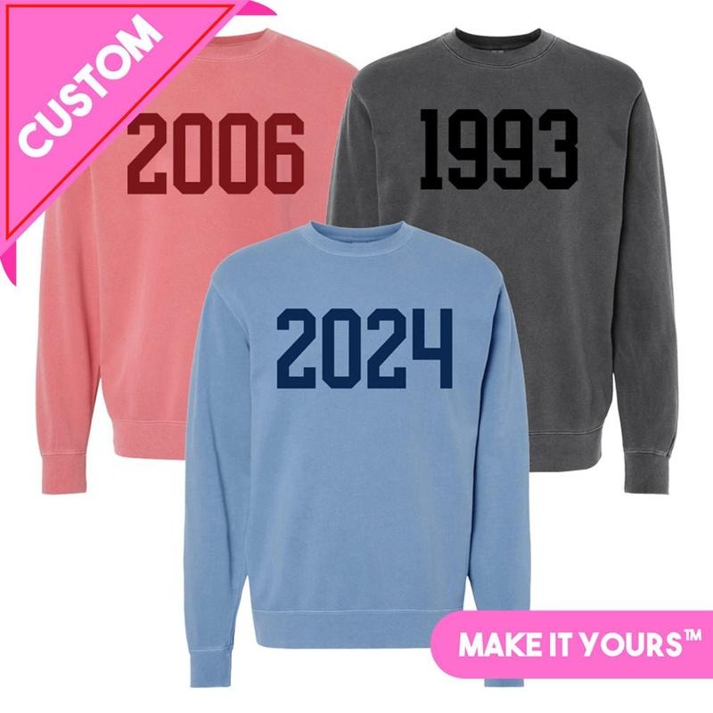 Make It Yours 'Year' Cozy Crew CUSTOM YEAR Sweatshirt Long Sleeve Vintage T-Shirts, Hoodie | HypeDripTees.com