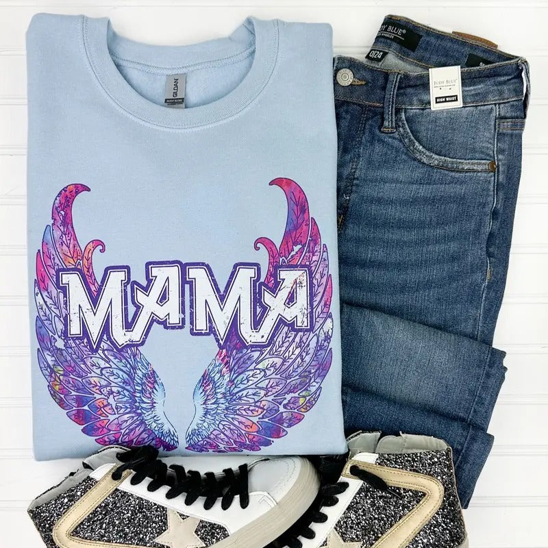 Mama Angel  Wings Gildan Sweatshirt T-Shirts, Hoodie | HypeDripTees.com