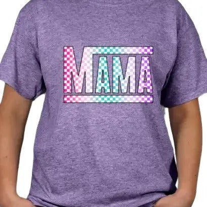 Mama Checkered Print Women's T-shirt for Summer