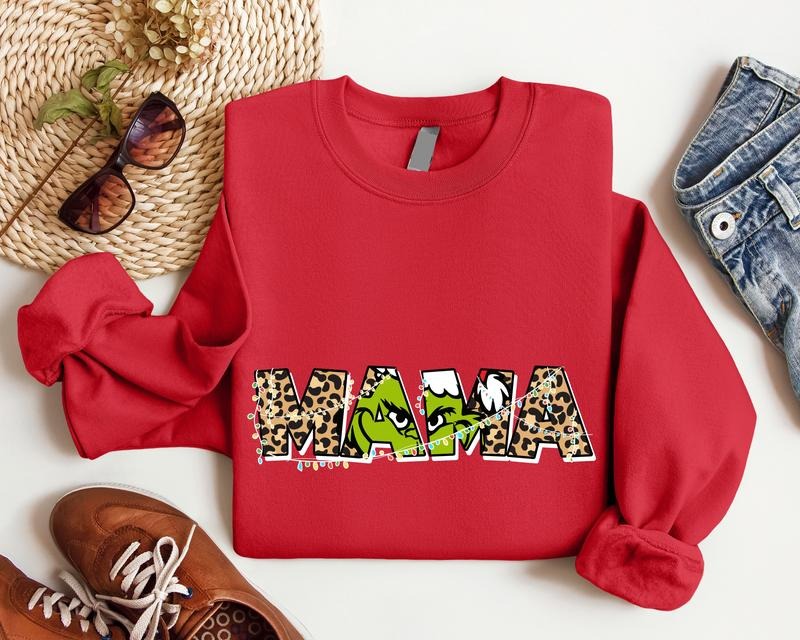 Mama Christmas Sweatshirt, Christmas Mom Sweater, New Mom Gift, Trendy Mother Sweater For Christmas, Mama To Be Xmas...