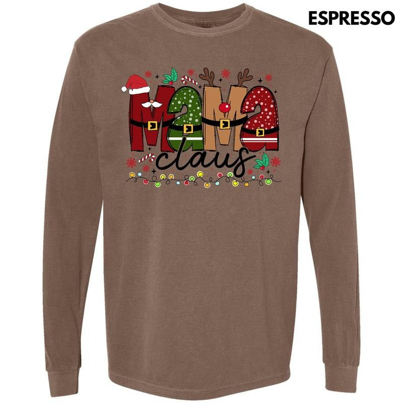 Mama Claus Christmas Long Sleeve Comfort Colors T-Shirt 'NLB' Hoodie, Sweatshirt | HypeDripTees.com