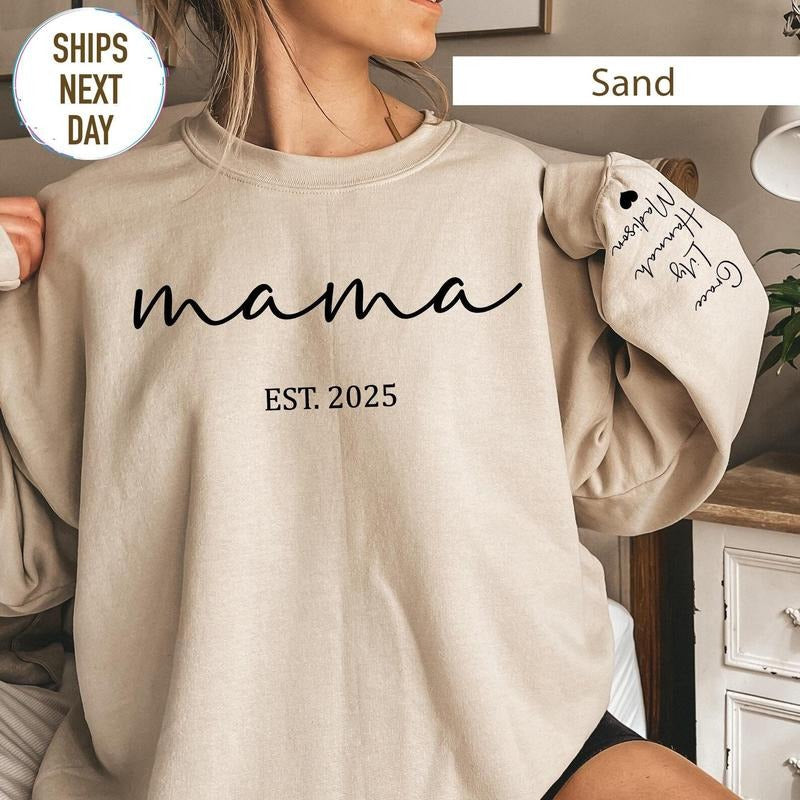 Mama Est Sweatshirt, Custom Mama Est 2025 Sweatshirt, Custom Mom Sweatshirt, Mom Gift, New Mom Gift, Mama Sweatshirt,...