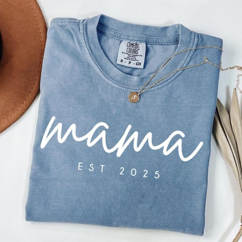 Mama Est Year Shirt, Mothers Day Gift For Mom, Custom Mama Shirt, Pregnancy Announcement, Unique Mom Gift, Mom Birthday...