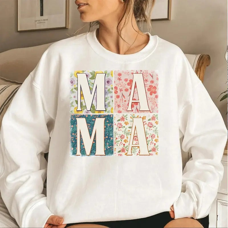 Mama Flower Sweatshirt, Retro Boho Mama Shirt, Gift for Mom, Mother's Day Gift Shirt, New Mom Gift Shirt, Boho Mama...