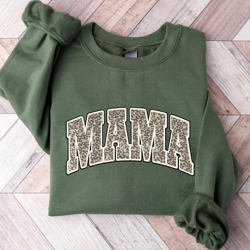 Mama Leopard Sweatshirt, Leopard Mama Sweatshirt, Retro Mom Sweatshirt, Mama Hoodie, Mama Sweater, Mom Life Sweatshirt,...