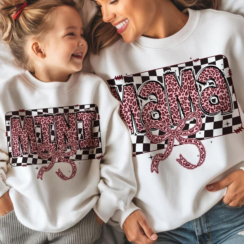 Mama Mini Match Coquette Bow Shirt, Mama Checkered Shirt, Leopard Mama Shirt, Mama Shirt, Mama Bow Shirt, Mothers Day...