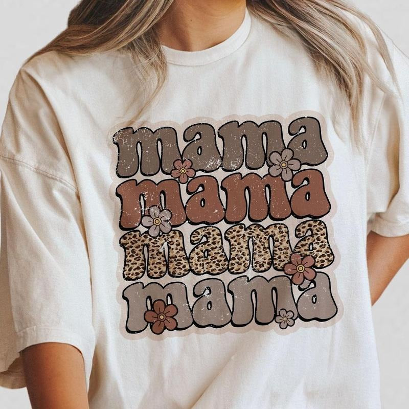 Mama Retro Flower Shirt, Comfort Color Mama Shirt, Leopard Mama Shirt, Mom Shirt, Mother's Day Shirt, Retro Mama Shirt,...
