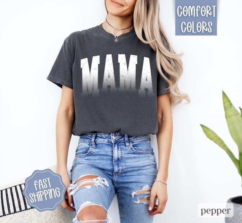 Mama Shirt Comfort Colors, Mother's Day Gift for Mom, Mama Varsity Letters Shirt, Cute Mom Shirt, Oversized Mama...