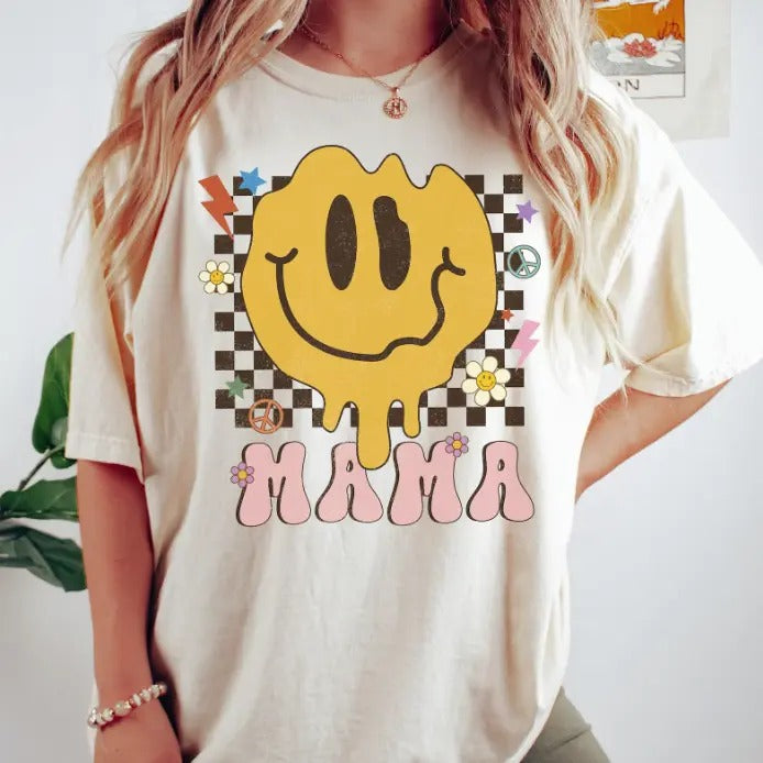 Mama Shirt, Mama Smiley Face Shirt, Retro Mama Shirt, Mom Shirt, Mother's Day Shirt, Mom Tshirt, Mama tshirt, Mama Tee,...