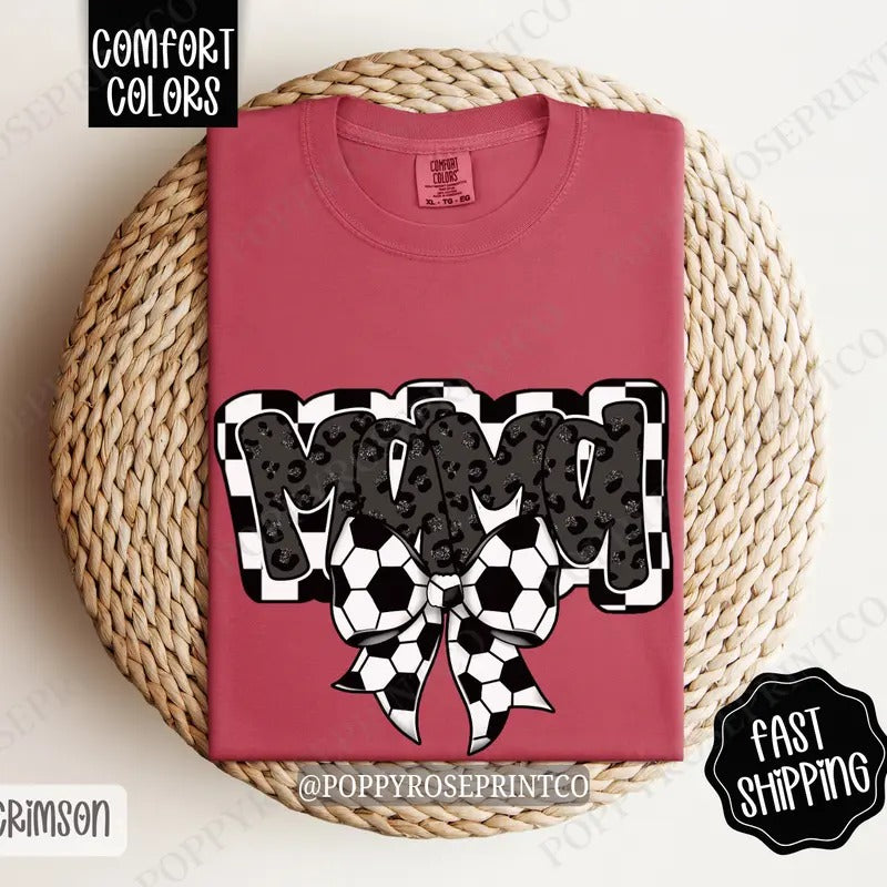 Mama Soccer Bow Comfort Colors T-shirt, Soccer Mom Shirt, Soccer Mama Tee Hoodie, Sweatshirt | HypeDripTees.com