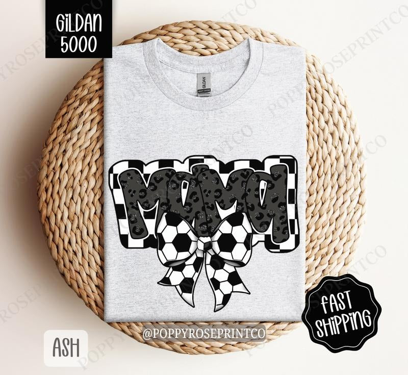 Mama Soccer Bow Gildan T-shirt, Soccer Mom Shirt, Soccer Mama Tee Hoodie, Sweatshirt | HypeDripTees.com
