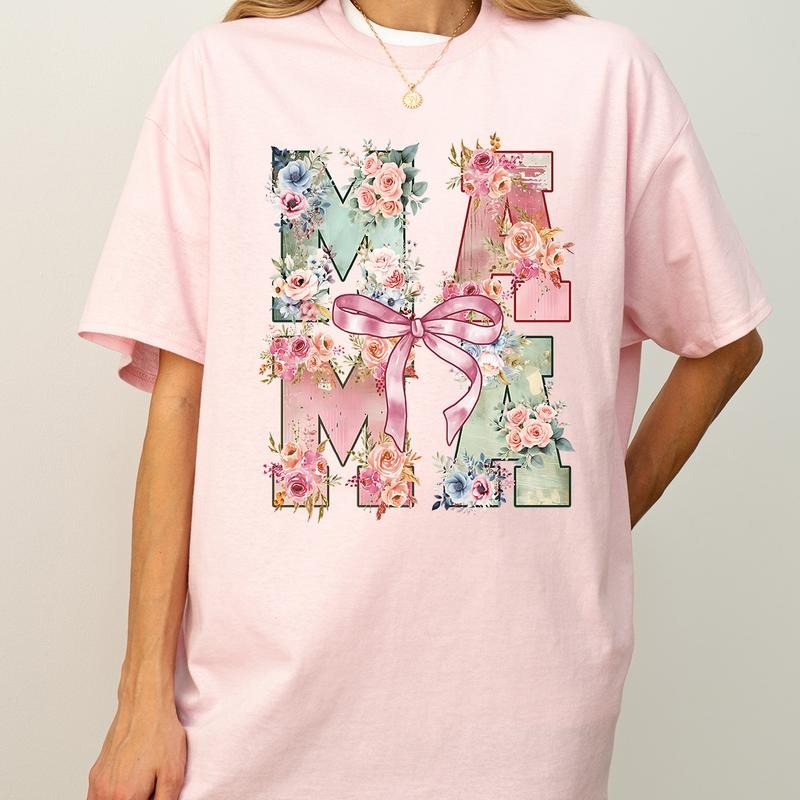 Mama Sweatshirt & T-Shirt, Vintage Floral Bow Design, Cottagecore Aesthetic Shirt, Mother's Day Gift for Mom, Trendy...