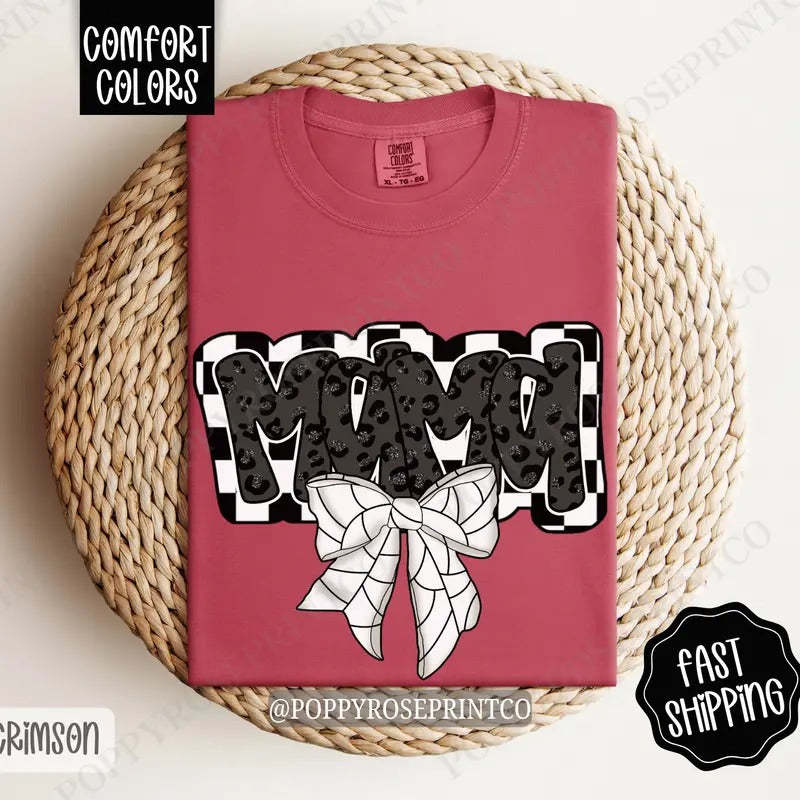 Mama Volleyball Bow Comfort Colors Volleyball Mom Shirt Volleyball Mama T-Shirts, Hoodie, Sweatshirt