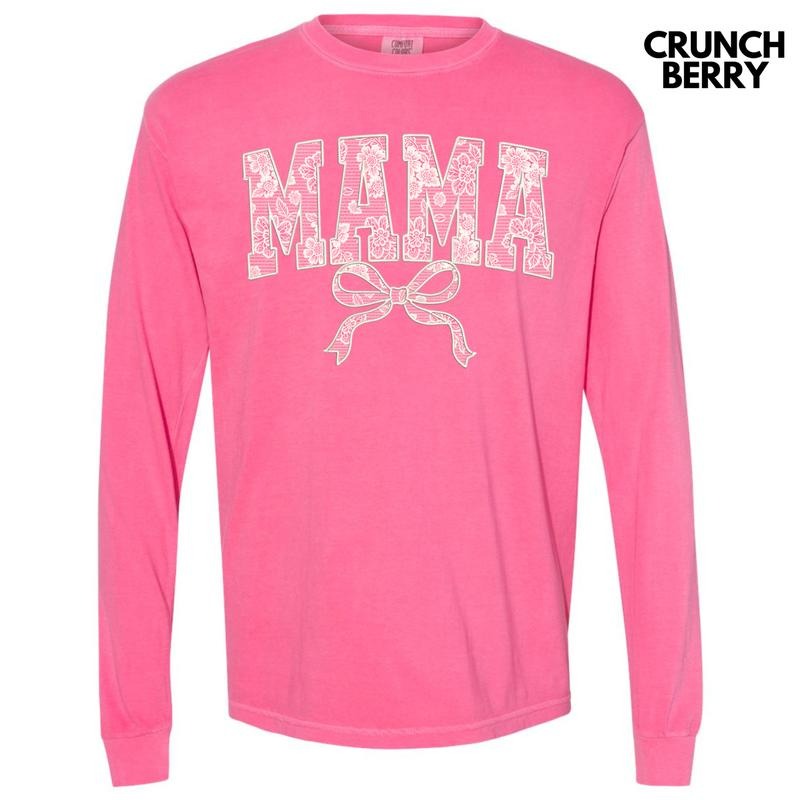 Mama White Lace Coquette Long Sleeve Comfort Colors T-Shirt 'NLB' Hoodie, Sweatshirt | HypeDripTees.com