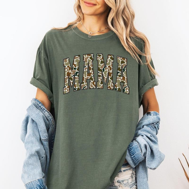 Mama, Camo, Camouflage, Hunting, Retro, Mother's Day Tshirt, Women's Comfort Colors Tee Hoodie, Sweatshirt | HypeDripTees.com