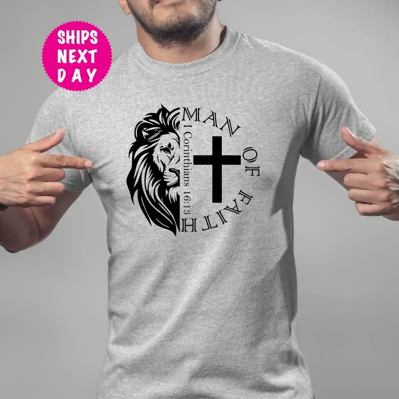 Man Of Faith Shirt Aesthetic Christian Shirt Men's Religious Sweatshirt Bible Verse Shirt Christian Gifts For Him Jesus...