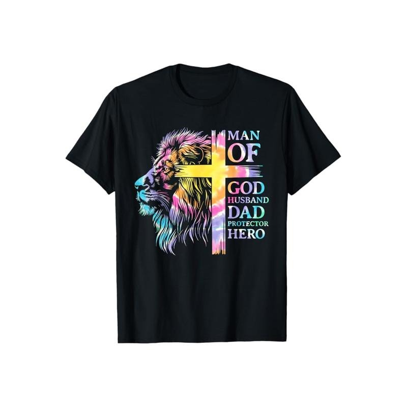 Man of God Husband Daddy Protector Hero Shirt Cotton Casual Street Style Crew Neck Short Sleeve T-Shirt Trendy Top for...