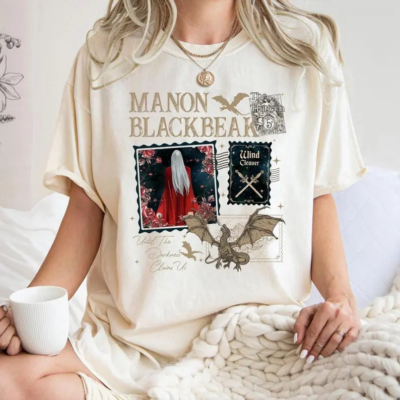 Manon Blackbeak Shirt, The Thirteen From Now Until The Darkness Claims Us, Sarah J Maas, throne of glass book merch, dark...