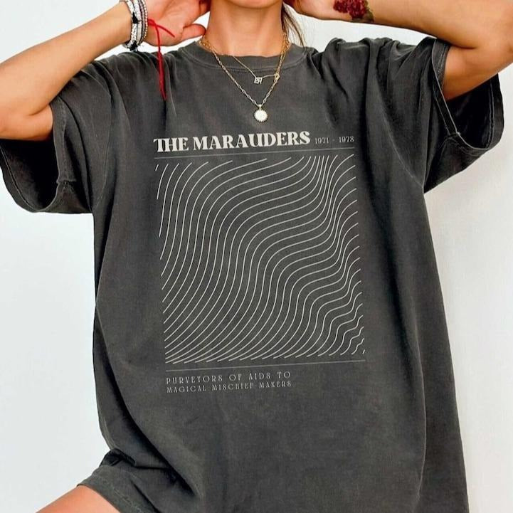 Marauders Shirt, Wolfstar Tshirt, Bookish Merch Tee James All Young Dude Moony, Retro 70s Black Gift, Wizard HP World...
