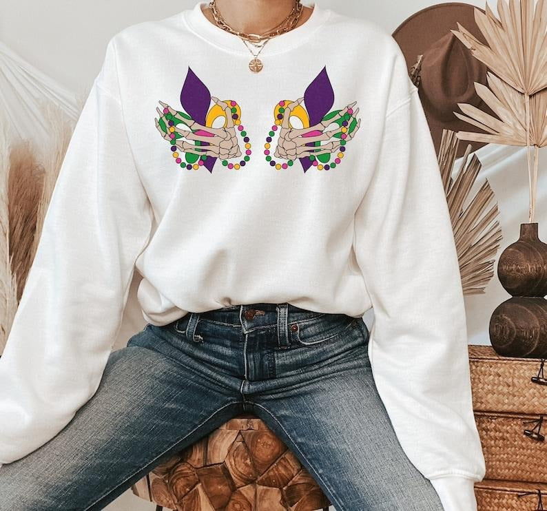 Mardi Gras Boobs T-Shirt, Mardi Gras Sweatshirt, Louisiana Shirt, Festival T-Shirt, Fat Tuesday Gift, New Orleans Party...