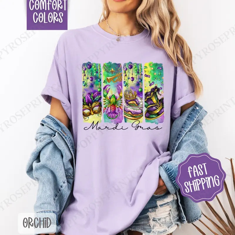 Mardi Gras Comfort Colors, Fat Tuesday Women's Tee, Louisiana Women's Tshirt Hoodie, Sweatshirt | HypeDripTees.com