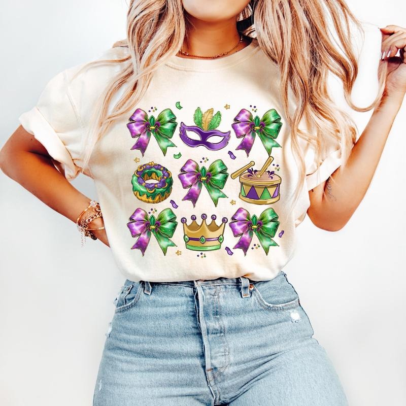 Mardi Gras Coquette Shirt, Mardi Gras Sweatshirt, Fleur De Lis Shirt, Mardi Beads Louisiana Festival T-Shirt , King Cake...