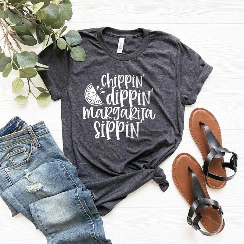 Margarita Shirt,Funny Summer Shirt,Tequila Shirt,Chippin Dippin Margarita Sippin Shirt,Funny Drinking Shirt,Cinco De Mayo...
