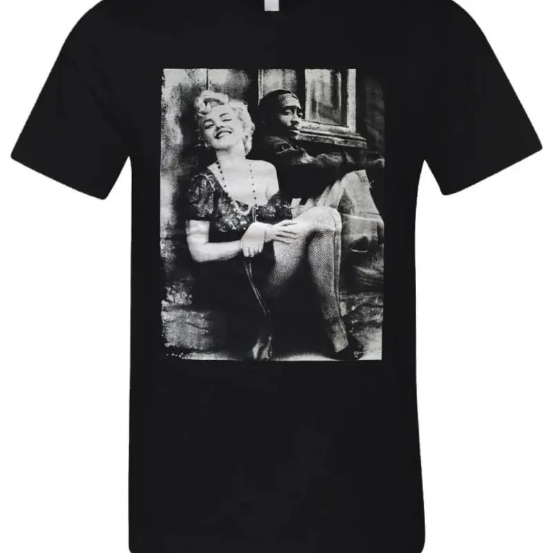 Marilyn & 2pac Vintage Casual Men's Tee Street Urban Graphic T-Shirt New Black, Gift for Him, Gift For Her, Vintage Y2K,...