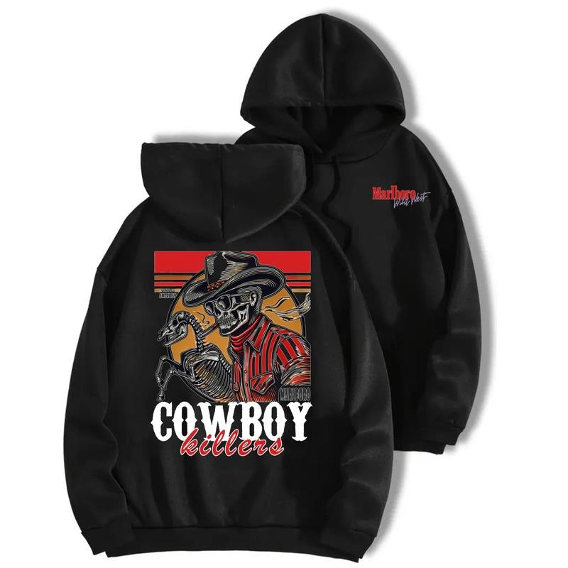MarlBoro Cowboy Killer Vintage American Double Side Hoodie T-shirt Fun Shirt Sweatshirt, Outdoor Shirt T-shirt Sweatshirt...