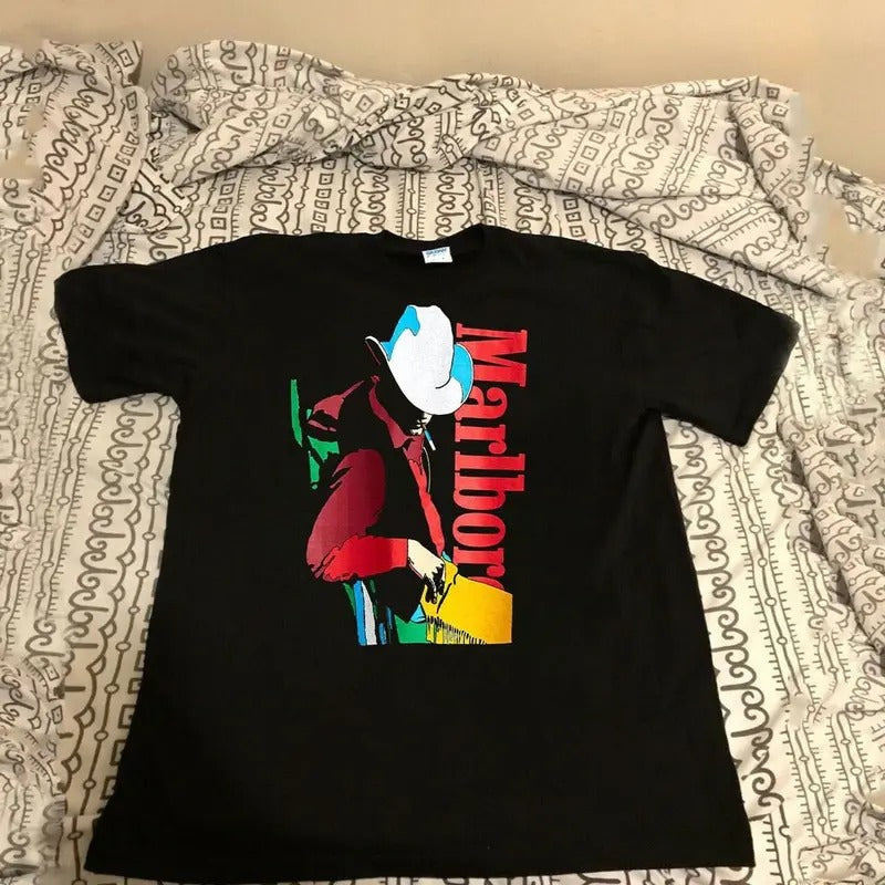 Marlboro Rare Delta Men's Marlboro Cowboy, Western Cowboy Japan Japanese Promo Graphic Shirt USA Size  T-shirt, sweater...
