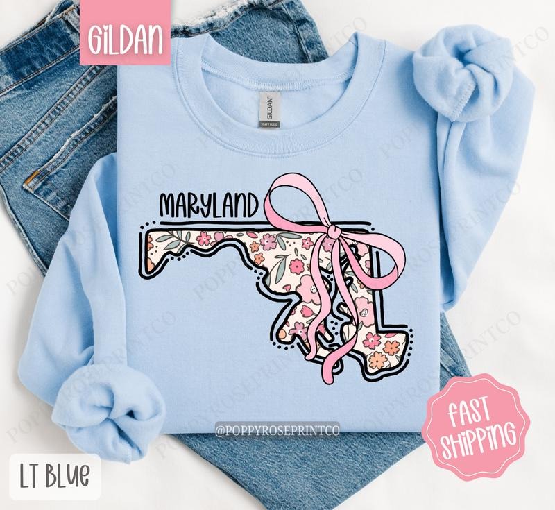 Maryland Floral Sweatshirt, Cute Maryland Sweatshirt, Maryland State Sweatshirt T-Shirts, Hoodie | HypeDripTees.com