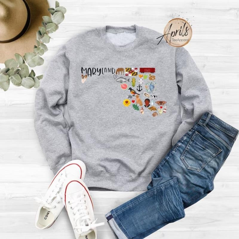 Maryland Sweatshirt, Maryland Hoodie, State Shirt Classic Fashion | HypeDripTees.com
