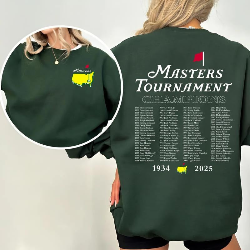Masters Tournament Augusta 2025 Golf Sweatshirt, 2-Sided Graphic Tees for Men and Women, Casual Streetwear Tops Hoodie