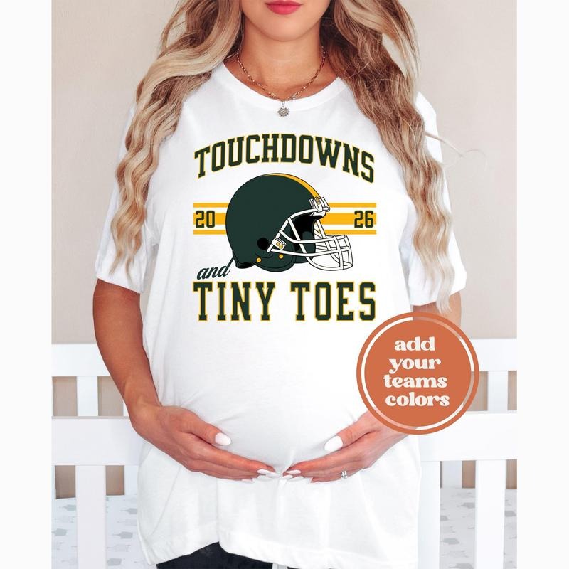 Maternity Football Shirt, Pregnancy Announcement Football T-shirt, Fall Maternity Tee, Tailgating For Two, Custom Due...