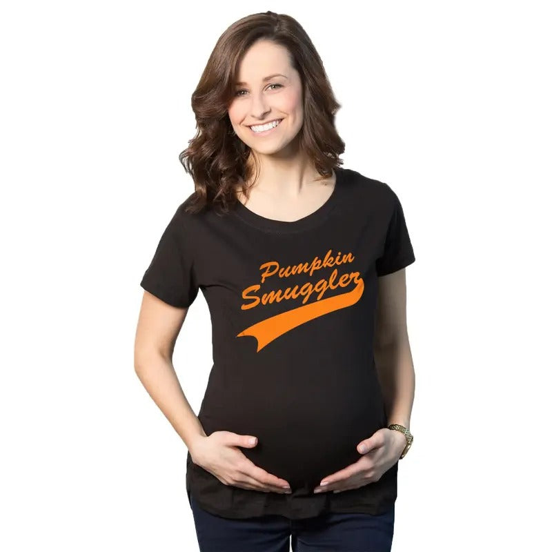 Maternity Pumpkin Smuggler Funny Fall T Shirt Cute Halloween Pregnancy Tee Funny Graphic Maternity Tee Cute Pregnancy...