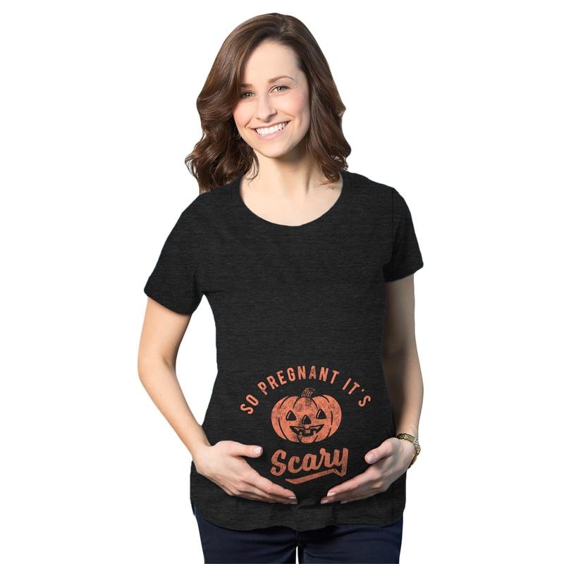 Maternity so Pregnant It's Scary T Shirt Funny Halloween Jack-O-Lantern Pregnancy Tee Funny Graphic Maternity Tee Cute...