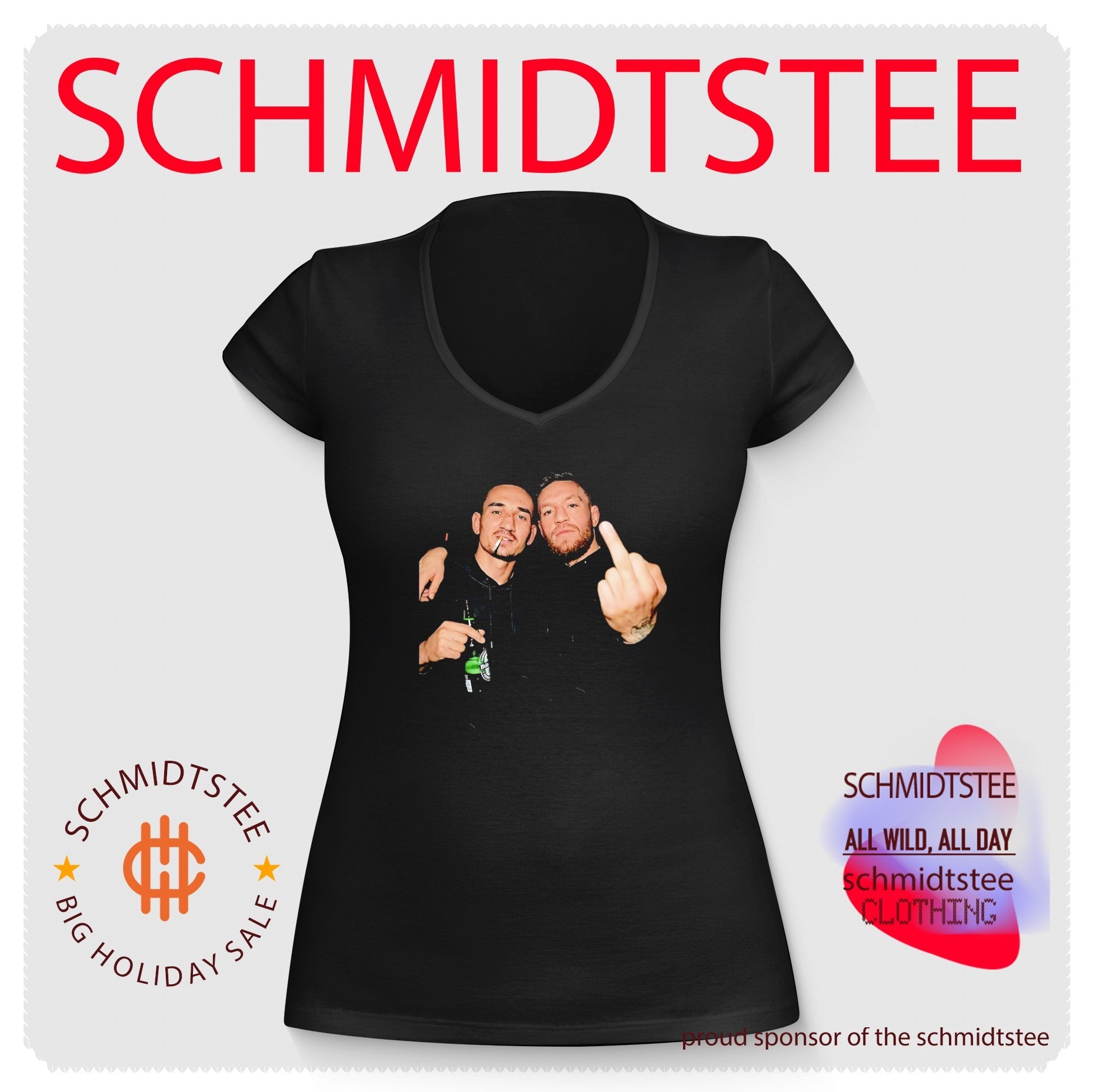 Max Holloway & Conor Mcgregor UFC middle finger graphic shirt
