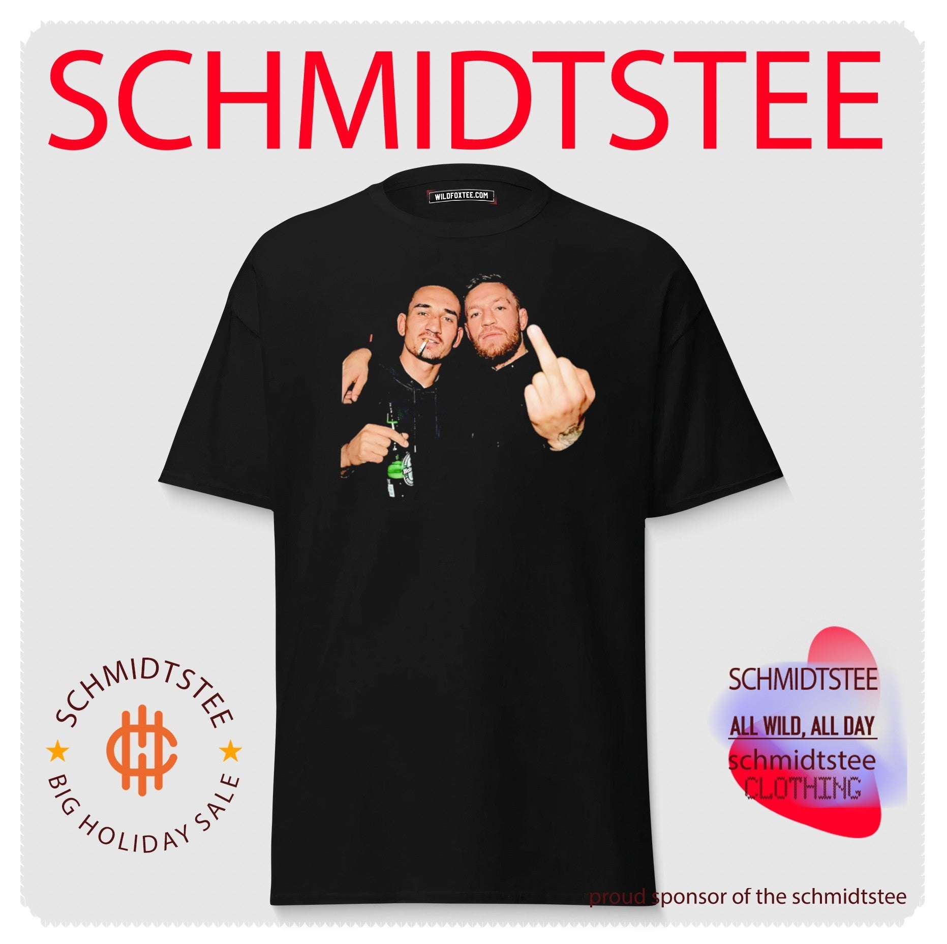Max Holloway & Conor Mcgregor UFC middle finger graphic shirt